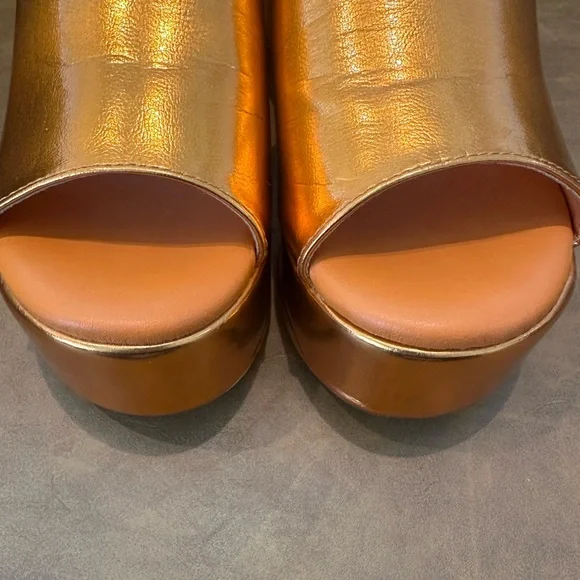 Anthropologie Matisse Terry Platform Sandals in Metallic Orange women’s size 7 - Picture 6 of 8